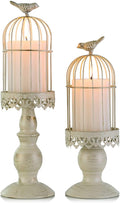 Birdcage Candle Holder Decorative Bird Cages for Weddings Vintage Candlestick Holders Wedding Candle Centerpieces for Tables Iron Candleholder Set Home Decor Distressed Ivory
