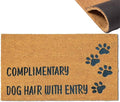 Assaoy COMPLIMENTARY Dog Hair with Entry Funny Door Mats Outside Coir Doormat for Home Entrance,Front Door mat,Indoor Entrance Embroidered Welcome Rubber Rugs Home Christmas Decor 30”x 18”