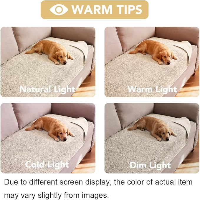 H.VERSAILTEX Non Slip Pet Couch Cover Chenille Dog Bed Protector Thick Soft Sofa Slipcover Pet Friendly Washable Couch Cushion Covers for Pets (52" x 82", Ivory)