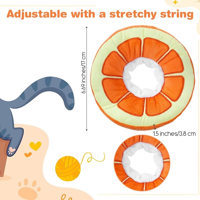 Kitten Cute Recovery Collar Soft Cat Cone Collar After Surgery to Stop Licking Adjustable Lightweight Elizabethan Neck Collar for Small Medium Large Cats Puppies Wound Healing, Orange