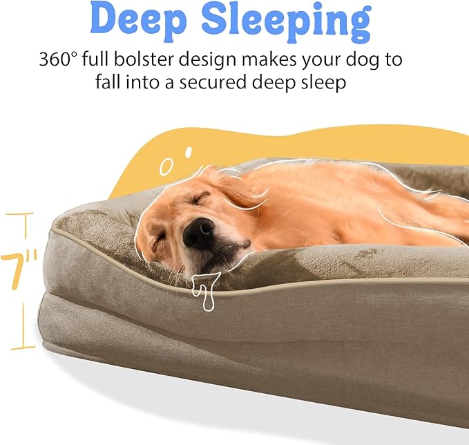 Orthopedic Extra Large Dog Bed - XXL Washable Giant Pet Couch Sofa with Removable Cover Waterproof Bolster for Large Size Dogs, 45x35