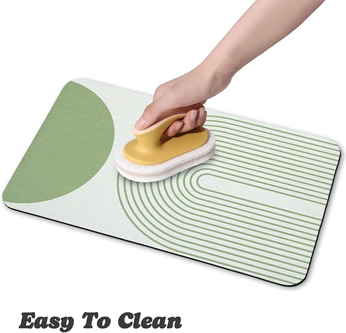 Dog Food Mats for Floors Waterproof, Cat Water Bowl Mats Pet Feeding Absorbent Mat Placemats for Food and Water Green Bohemia 24 * 32 inch