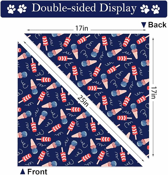 4th of July Dog Bandanas, Patriotic Pet Decorations 2 Pack, Adjustable Independence Day Holiday Party Bandana American Flag Triangle Bibs Cat Scarf Set