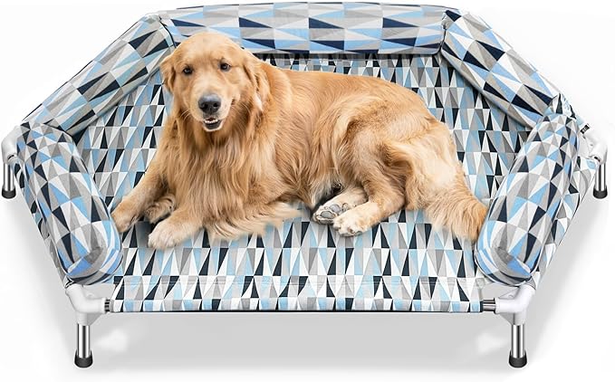Orthopedic Dog Bed - Beds Bolster,Cooling Elevated Dog Beds with Metal Frame,Raised Dogs Bed,Easy to Assemble,Up to 130 lbs,X-Large (51" L x 32.3" W x 7.8" Th)