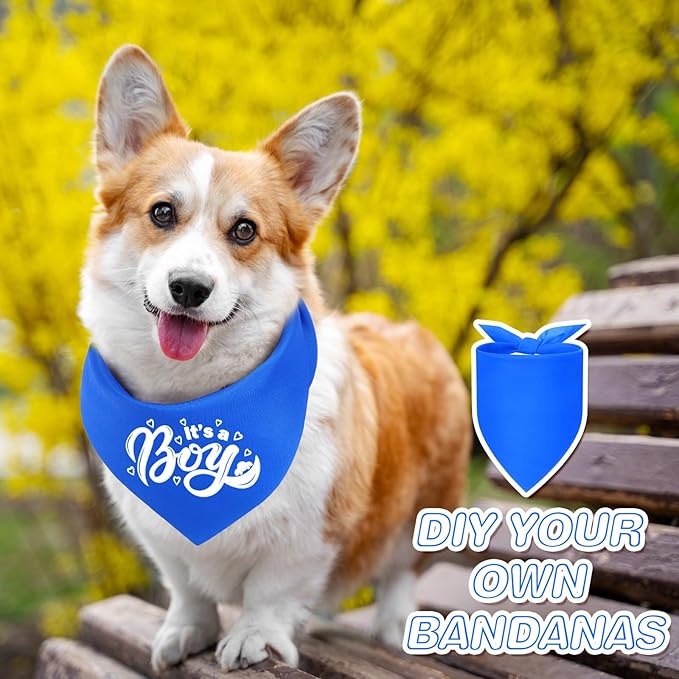 Abbylike 20 Pcs Sublimation Blank Dog Bandanas Plain Bandanas for Dogs Heat Transfer Triangle Bibs DIY for Puppy Cat Pets Birthday Costume Accessories Party Decoration (Blue,Small)