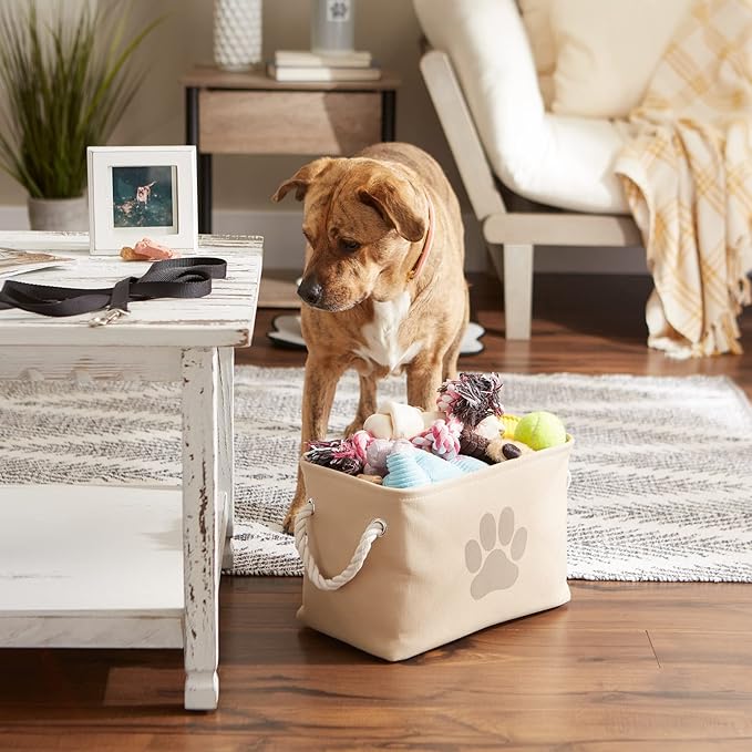 Bone Dry Pet Storage Collection Collapsible Bin, Small Rectangle, Taupe