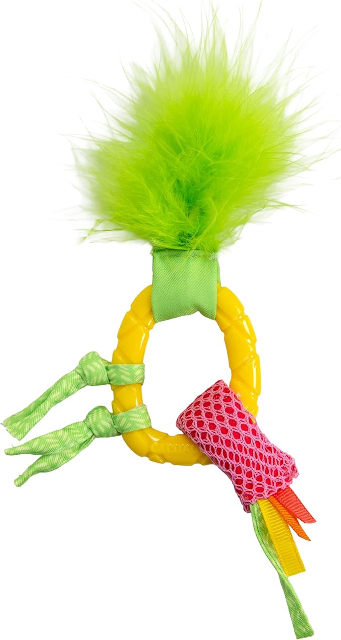 Catstages Dental Pineapple Teether – Chew Toy for Cats and Kittens – Textured Fabric and Mesh – Coated in Catnip Oil – Supports Teething Relief