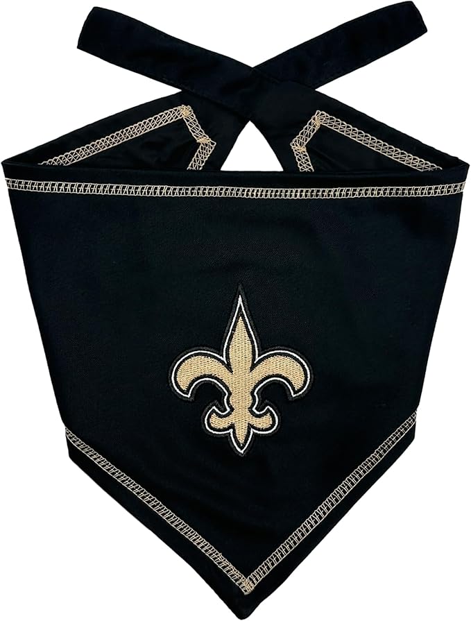 Pets First NFL New Orleans Saints TIE Bandana, Size Large/X-Large. Dog Bandana Scarf Bib for Pet Cat Dog. The Ultimate Game-Day, Party Bandana