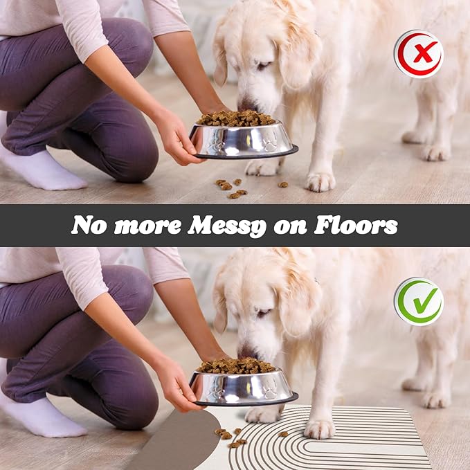 Dog Food Mats for Floors Waterproof, Cat Water Bowl Mats Pet Feeding Absorbent Mat Placemats for Food and Water Brown Bohemia 16 * 24 inch