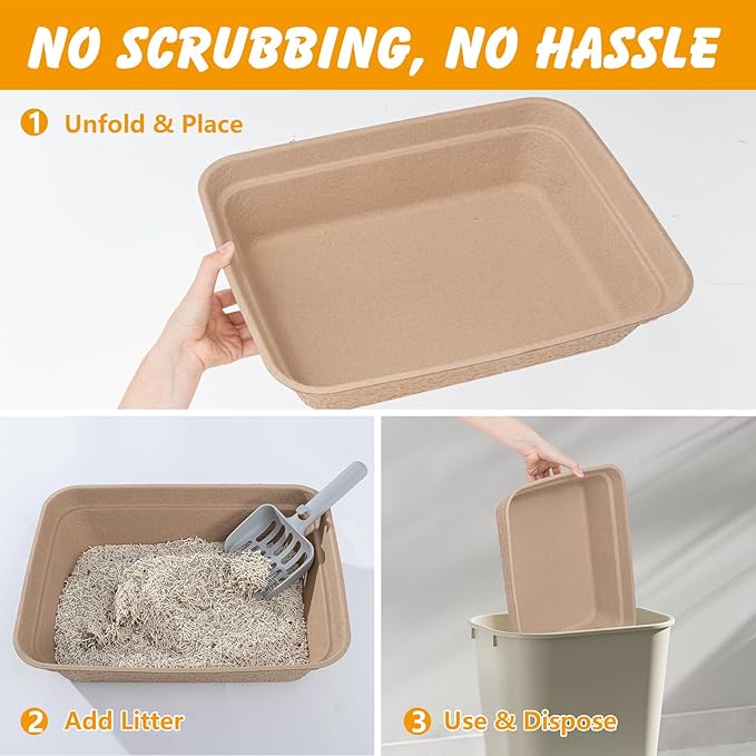 Disposable Cat Litter Box(9-Pack), Large Litter Boxs for Travel Home Use