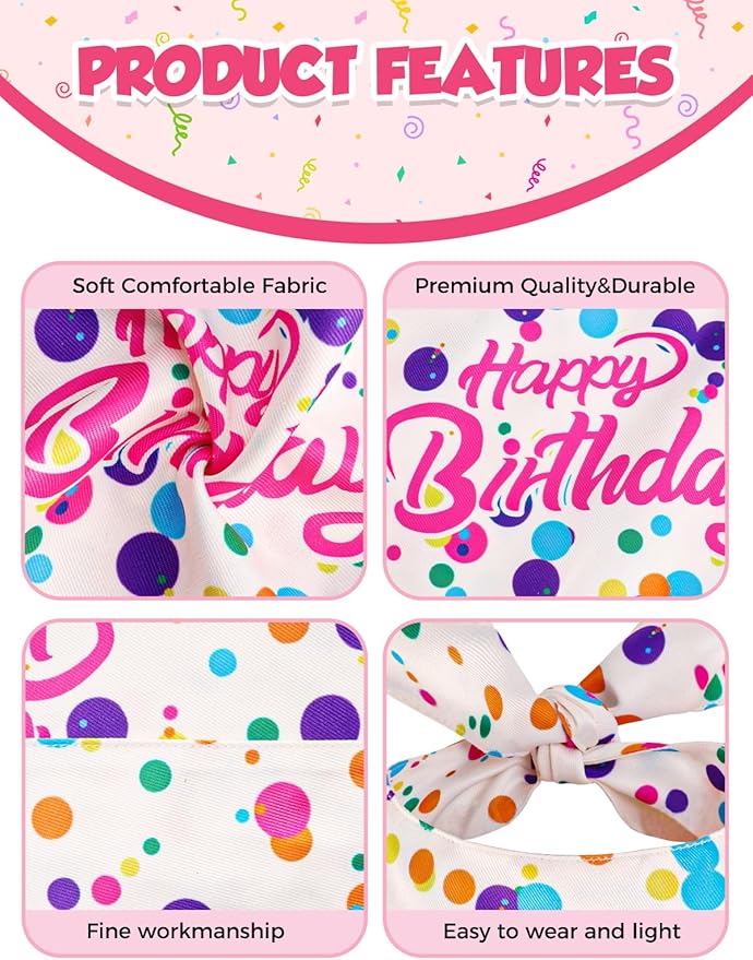 Luxury Double-Layer Dog Birthday Bandana – Handmade, Silk-Soft Polyester for All Dog Sizes | Birthday & Party Outfit | Gift-Ready Pet Accessory(Happy Birthday, Medium)