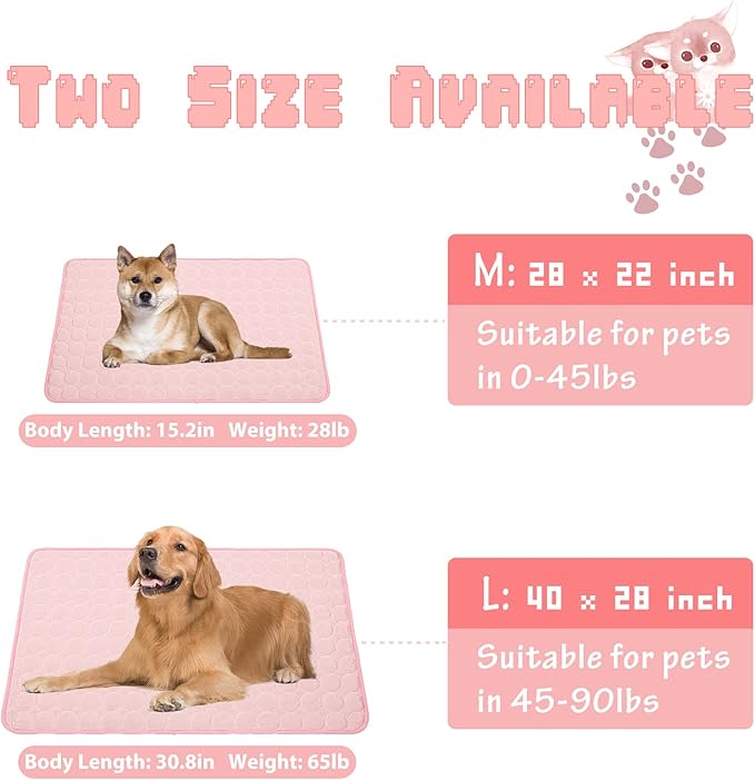 Washable Dog Cooling Mat Ice Silk Cooling Mat for Dogs Pet Self Cooling Pad Blanket Dog Cooling Pad for Indoor & Outdoor Car Seats (Pink, 28x22 in)