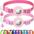 Joytale AirTag Cat Collar 2 Pack with Breakaway Safety Buckle, Reflective Cats Collar with AirTag Holder, Adjustable 7.5-12.5 Inch, Anti-Fraying Lightweight for Girl Boy Kitten, Pink