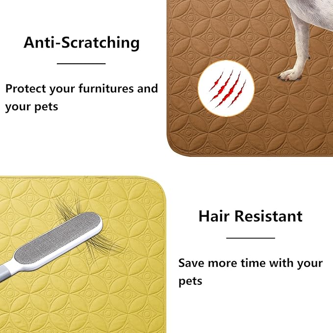 Waterproof Dog Blanket, 30x30 inches Small Pet Couch Covers for Sofa, Chair Bed Furniture Protector from Dogs Washable and Reversible-Turmeric+Lightbrown