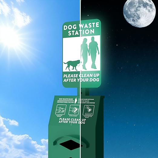 Aluminum Outdoor Dog Bag Dispenser with Pick Up After Your Dog Sign - Wall Mounted Poop Bag Dispenser for Pet Waste -Included Lock and Mounting Hardware