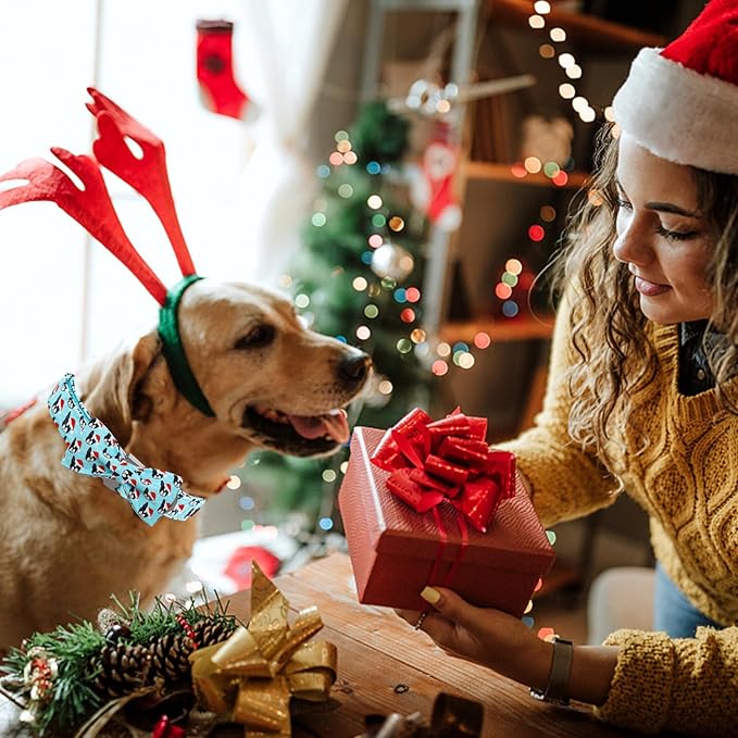 Dog Collar, Christmas Dog Collar Plaid Pet Collar Bow Holiday Bows Girl Boy Puppy Collar Adjustable Pet Collar for Medium Dogs