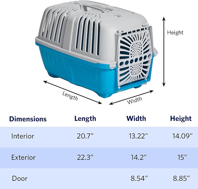 MidWest Homes for Pets Spree Travel Pet Carrier | Hard-Sided Pet Kennel Ideal for XS Dog Breeds, Small Cats & Small Animals | Dog Carrier Measures 22.3L x 14.2 W x 15H - Inches