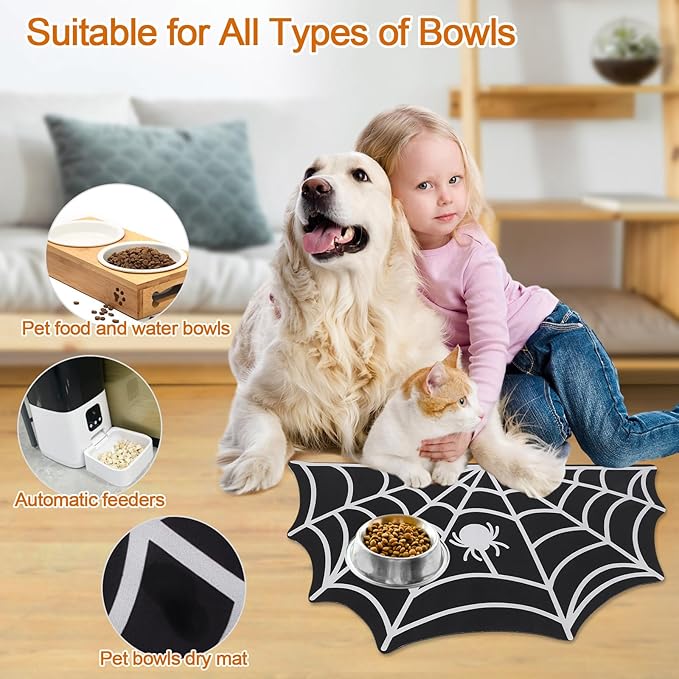 Halloween Pet Mat for Food and Water, Pet Feeding Mat for Dog Cat Bowl Absorbent Anti-Stain Non-Slip Quick Dry Easy Clean Floor Placemat, Pets Accessories Indoor (20 * 31.5 in)