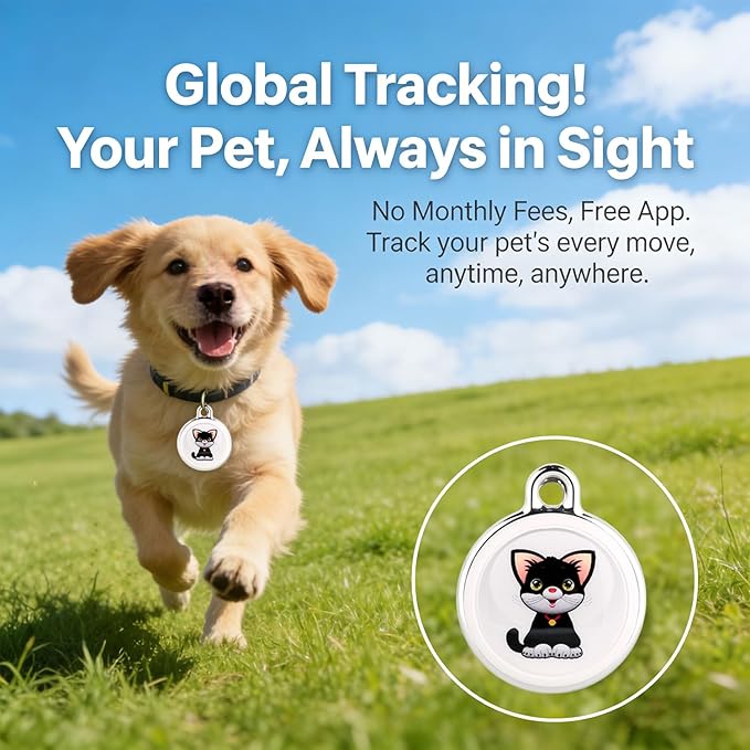 Smart GPS Tracker for Dogs|mini Easy to use Cat GPS Tracker|Waterproof and Drop-Proof|Real-time Positioning Smart Alarm pet Tracker|Extra Long Battery Life of 365 Day|No Subscription (Android & iOS)