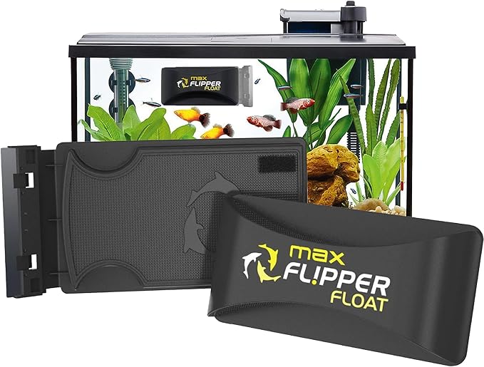 FLIPPER Max Magnetic Aquarium Cleaner – 2-in-1 Flip Scrubber and Scraper, Floating Design for Cleaning Hard-to-Reach Algae and Debris on Glass and Acrylic Tanks up to 3/4" (19mm)