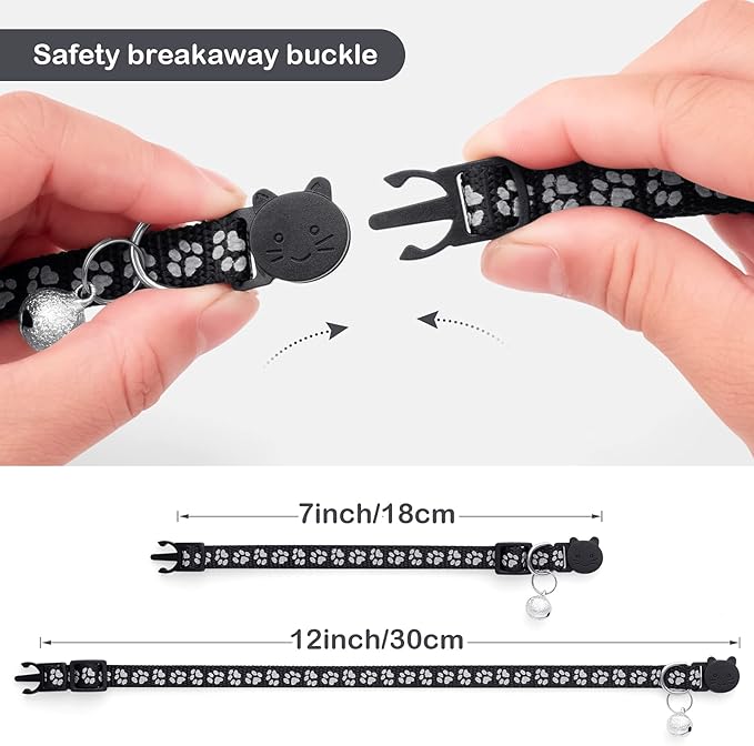 LLHK 2 Pack Breakaway Cat Collars & 2 Pcs Name Tags,Reflective Safety Kitten Collar with Bell,for Girl Boy Male Cats,Adjustable 7''-12'', Personalized ID Tag,Pet Supplies,Accessories