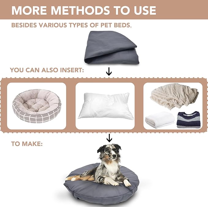 Dog Bed Cover Waterproof Replacement Machine Washable Covers for Dog Bed Heavy Duty Scratch Resistant Mattress Protector Pet Bed Round 44x44 Inch Cover Only