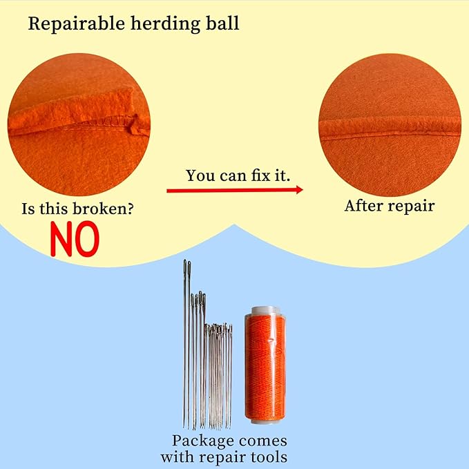 Herding Ball for Dogs, Dual Layered Herding Dog Ball Set for Australian Shepherd, Cattle, Collie, for Dog, Agility Equipment- Free Training Book (Orange, 22 inch)