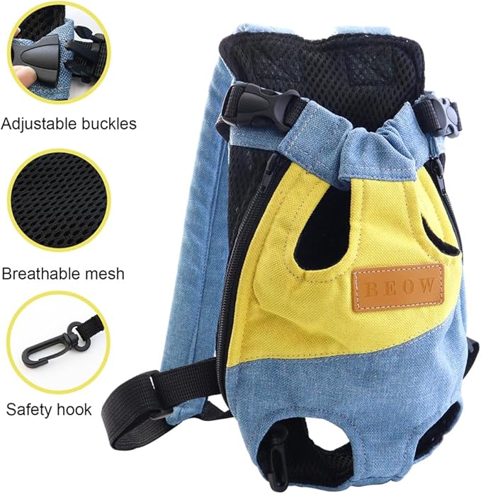 Pet Carrier Backpack, Adjustable Backpack Legs Out Easy-fit Chest Carrier for Medium Dogs Cats Puppies