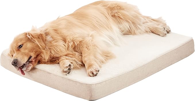 Extra Large Dog Bed, Cooling Dog Beds for Large Dogs, Washable Orthopedic Pet Bed for Crate with Joint Relief Memory Foam, Waterproof Liner and Plush Cover (41"x 29", Beige)