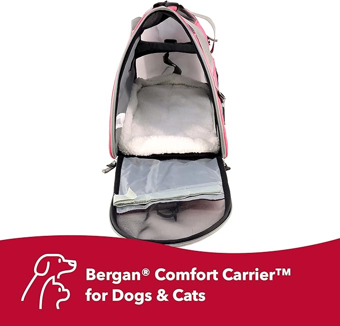 Coastal Pet Bergan Comfort Carrier - Breathable Travel Carrier for Dogs & Cats - Heather Berry, 16" x 8" x 11"