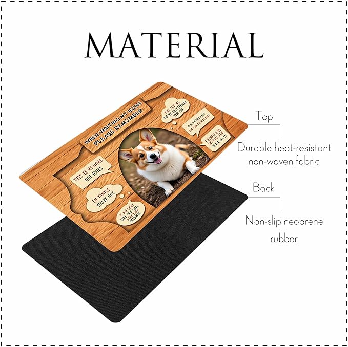 Personalized Dog Cat Mat with Name Photo Custom Placemat Feeding Mats for Food and Water Customized Non-Slip Waterproof Doormat for Bowls Outdoor Indoor Floors Gifts for Pet Owner