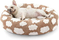 JOEJOY Donut Small Dog Bed, Round Cat Beds for Indoor Cats with Removable Washable Cover, Orthopedic Cute Puppy Kitten Pet Bed with Jacquard Shaggy Plush & Non Skid Bottom, Black