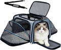 Double Expandable Cat Carrier,Airline Approved Soft-Sided Pet Travel Carrier for Small Dogs Cats under 15 lbs,Waterproof 600D Oxford Fabric with Washable Replacement Liner,Odor-Free & Claw-Proof(Blue)