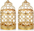 2 Pcs Small Metal Tealight Hanging Birdcage Lantern, Vintage Decorative Centerpieces of Wedding, Party, Gold