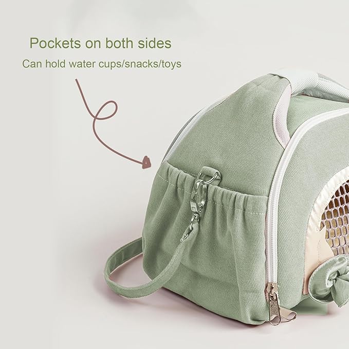 ABLAZEZAI Guinea Pig Carrier, Small Animal Travel Bag, Breathable Outdoor Portable Pouch for Snake Chinchilla Hamster Bird Bunny Hedgehog Sugar Glider Gerbil (Green)