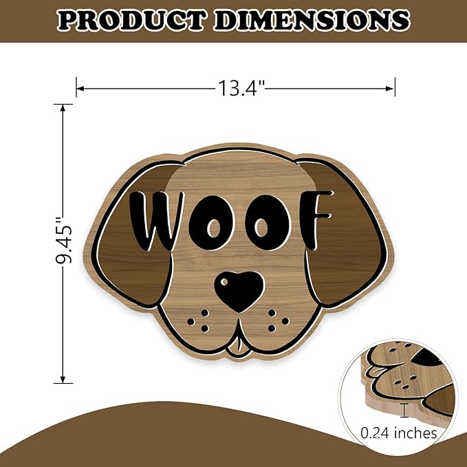Cute Dog Front Door Sign, Farmhouse Wood Door Hanger Outdoor Outside Porch Decor Pet Lover Owner Gift, Rustic Wooden Wreath Indoor Wall Hanging Decoration