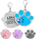 PAWNIMALS Paw Shape Dog ID Tag Stainless Steel Custom Laser Engraved, Cute Bling Glitter Pet Name Tags Personalized with Durable Engraving (Crystal Paws)