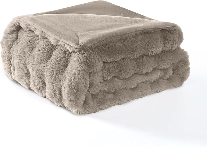 Modern Threads Water-Resistant Faux Rabbit Fur Pet Blanket for Dogs & Cats – Ultra-Soft Couch, Bed & Crate Protector, 40x50 Brown
