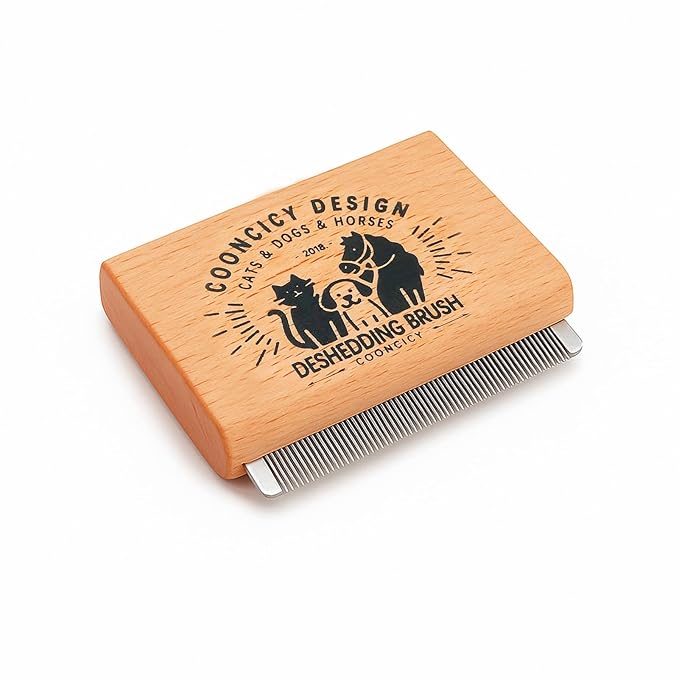 Deshedding Brush for Cats,Rabbits,Pets with Wood Handle – Cat Deshedding & Deshedder Comb Tool for Detangling and Removing Excess Fur – Shedding Brush for Cat Hair Control
