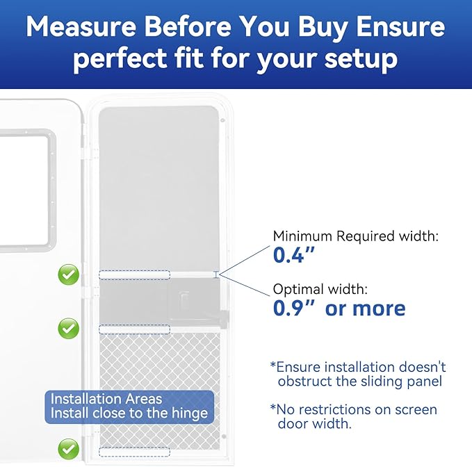 RV Screen Door Closer with Adjustable Tension, Aluminum RV Door Closer Kit, Built-in Spring Automatic Closing Device, Works with Most Camper Travel Trailer Window
