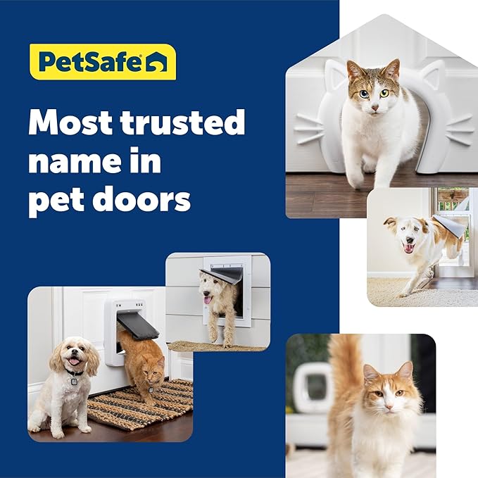 PetSafe Plastic Pet Door - Easy Install for Wood,PVC Metal & Paneled Doors - Rust-Free Plastic Frame - Flap Dimensions 8 1/4" W x 12 1/4" H - for Medium Dogs Weighing Up to 40 lb,(Pack of 4)