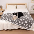 Waterproof Blanket for Dog Cat or Adult, Cute 3D Textured Paw Dog Blanket for Bed Couch Sofa, Soft Liquid Pee Proof Pet Furniture Protector, 60"x80", Grey