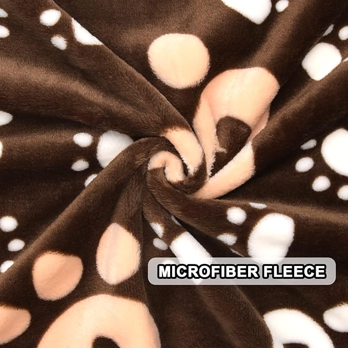 Dog Blanket, Soft Fleece Dog Blankets for Small Medium Dogs, Fluffy Flannel Pet Cat Puppy Blanket Mat Cover for Bed Couch, Cute Paw Print Throw Blanket for Dogs, Brown 40"X30"