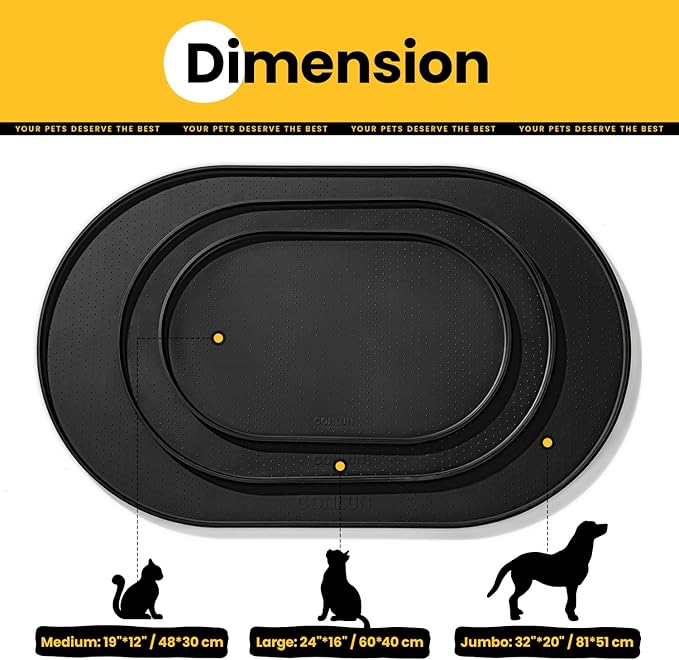 Dog Food Mat,1/2 Inch Raised Edges Cat Dog Feeding Mat for Spill Containment,BPA-Free Silicone Pet Food Mats for Floor Waterproof,Rubber Pet Placemats for Food and Water Bowls