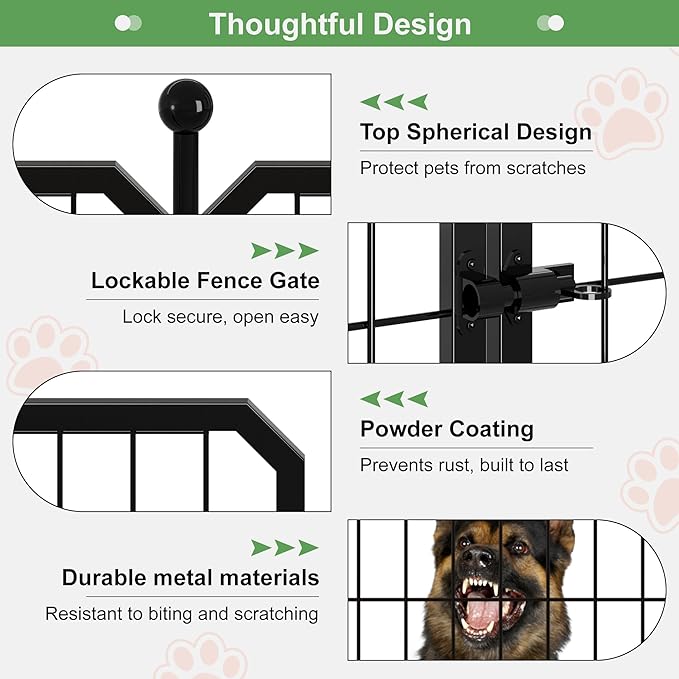Dog Playpen for Indoor & Outdoor, 24 inch 8 Panels Metal Puppy Playpen for Puppies/Small Dogs, Portable Pet Fence for Yard, Camping, Travelling, Black