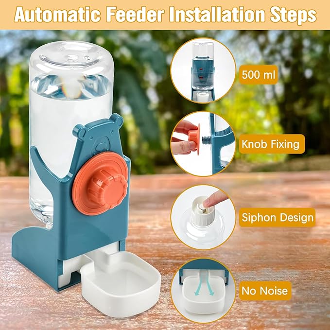 BNOSDM Automatic Bird Feeder Water Dispenser Set No Mess Bird Cage Feeders Parrot Cage Accessories Transparent Seed Food Container with Perch for Finches Parakeets Budgies Lovebirds Canaries (Green)