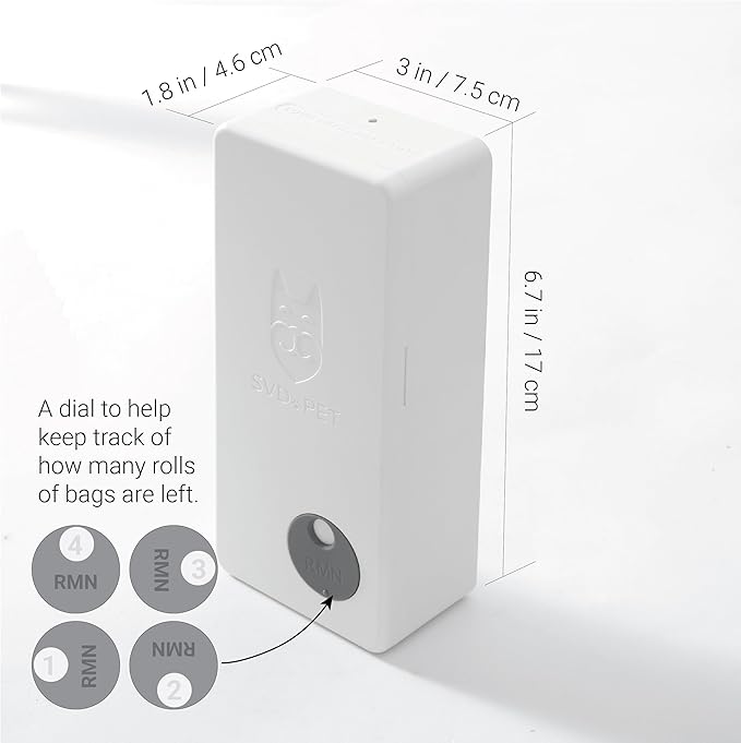 SVD.PET Dog Poop Bag Dispenser with 60 Bags, Wall Mount Waste Bag dispenser, Holds 4 Rolls of Waste Bags, Indoor/Outdoor Wall mount or Place on Table(White, Dispenser + Bags)
