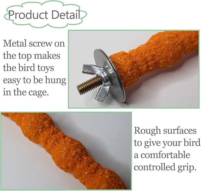 kathson 10PCS Bird Perch Parrot Stand Cage Accessories Natural Wooden Stick Paw Grinding Rough-surfaced Chew Toy for Cockatiels,Cockatoo,Lorikeet,Conure,Parakeet (Random Color,6.29inch)