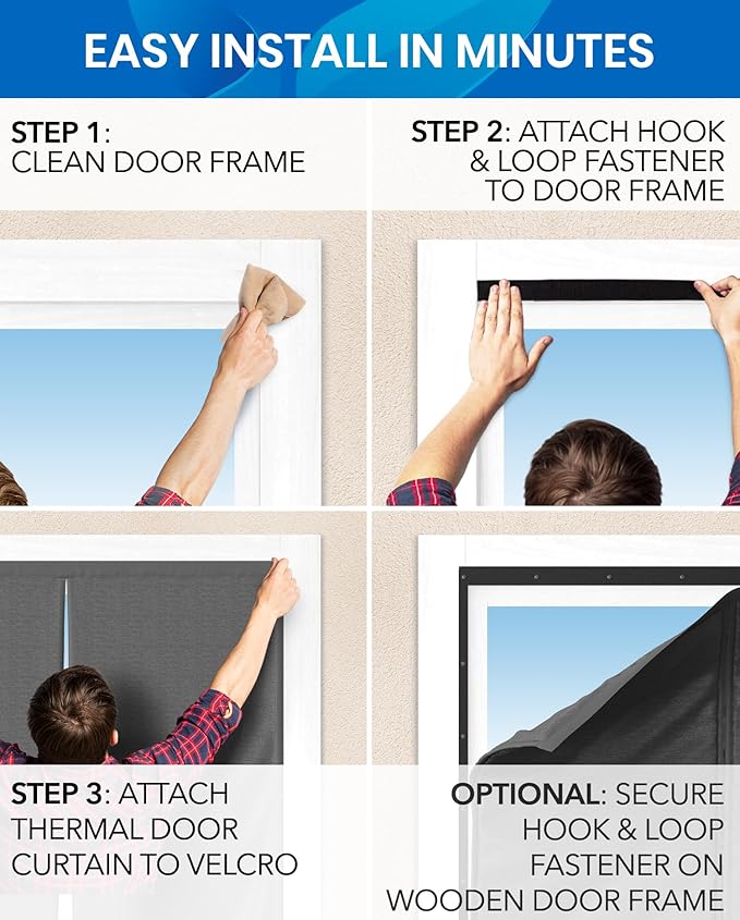 Flux Phenom Thermal Insulated Door Cover - Easy Install - Temperature Protection Barrier, Keeps Warm Air in, Magnetic Door Curtain for Winter - 40"x82"