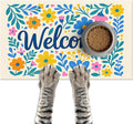 Daisy Flower Pet Food Mat 20" x 12" Welcome Sign Pet Feeding Mat Non Slip Mats for Dog Food and Water Bowls Easy Clean Fast Dry Placemat for Cat Food Mats for Indoor Trendy Pet Accessories